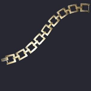 Vintage Gold Tone Square Link Bracelet 7”
